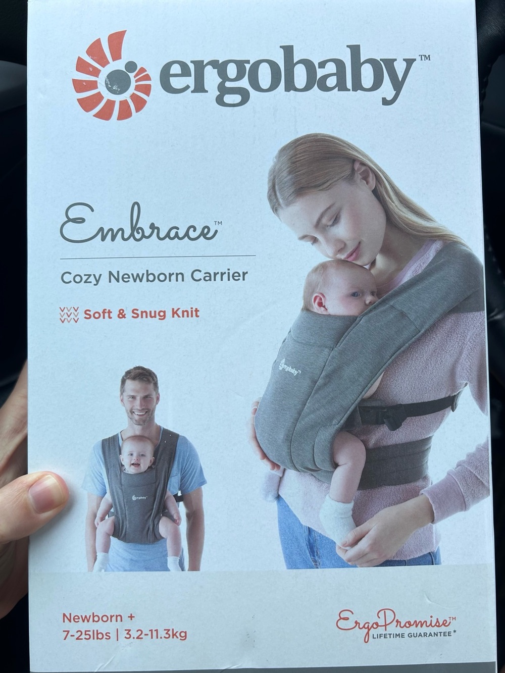 NWT Ergobaby Embrace Cozy Knit Newborn Carrier in Heather Gray